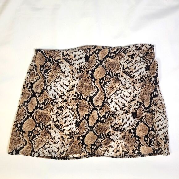 Snake Print Faux Wrap Mini Skirt - Picture 1 of 7